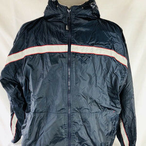 Blue Gray Red Stripe Lined Windbreaker Jacket Med